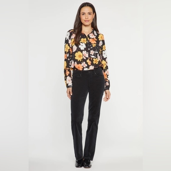 NYDJ | Marilyn Straight Pants in Fine Wale Corduroy, Black, 4P - Picture 1 of 12